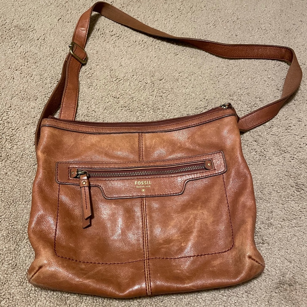 Fossil Tan Leather Crossbody Purse